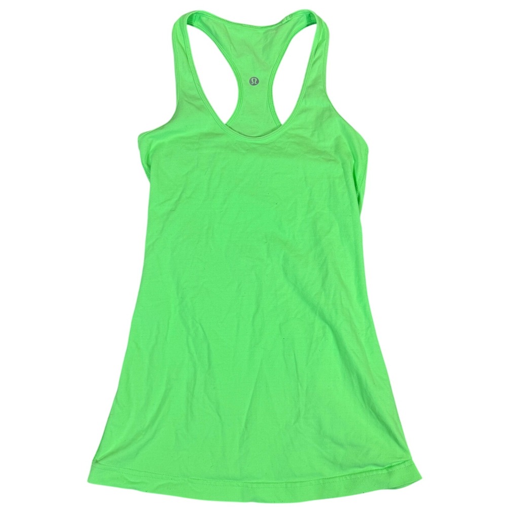 Lululemon Cool Racerback Tank Top Neon Lime Green Yoga Gym Athletic Size 4